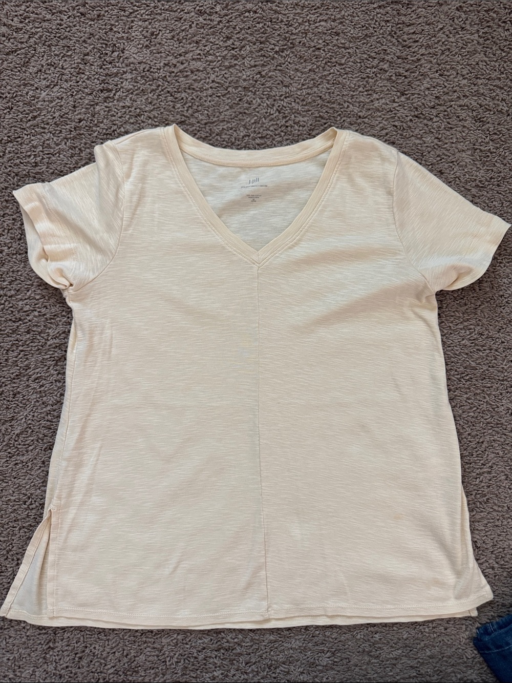 J Jill Women’s V-Neck Short Sleeve Top - Creamy butter color